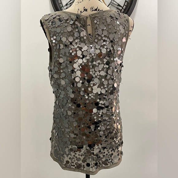 INC large sequined sleeveless top with key hole closure in back. - Picture 2 of 5